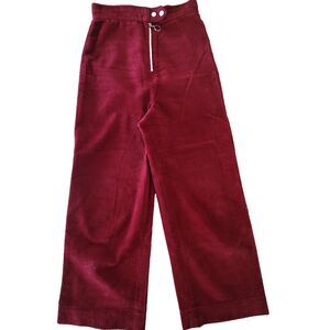 Women's High Rise Wide Leg Corduroy Trouser Pants Red SZ 4, Flat Front, Boho 70s
